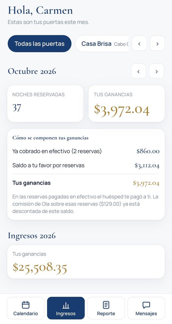 Report screen with two dates and total earnings